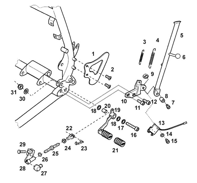 SeitenstÃ¤nderschalter mit Kabel Baghira